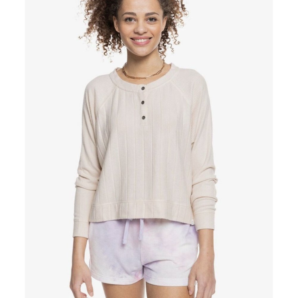 $48 Roxy Women’s Take It Home Rib Knit T-Shirt Long Sleeves Size L
